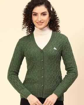 cable-knit cardigan with ribbed hem