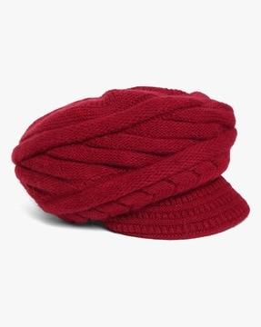 cable-knit beret cap