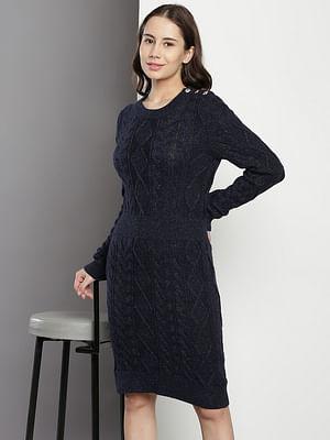 cable knit bodycon sweater dress