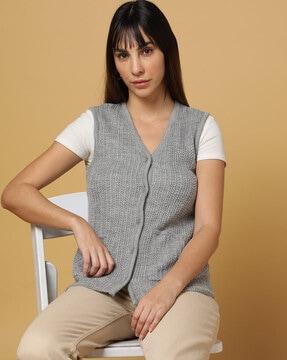 cable-knit cardigan with patch pockets