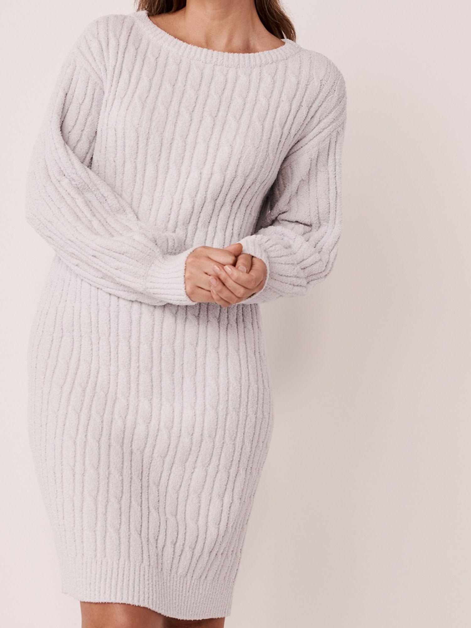 cable-knit chenille long sleeve dress