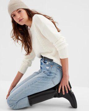 cable-knit crew-neck pullover