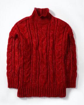 cable-knit high-neck pullover