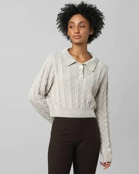 cable-knit pullover with ribbed hems