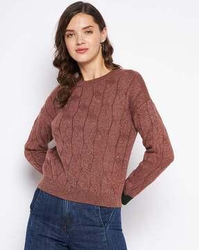 cable-knit relaxed fit crew-neck pullover