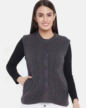 cable-knit round-neck cardigan