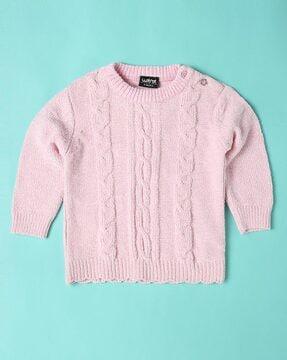 cable knit round-neck sweater