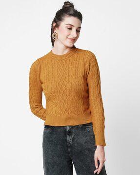 cable-knit slim fit pullover
