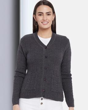 cable-knit v-neck cardigan