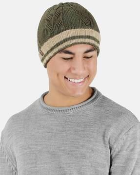 cable knit woolen beanie cap