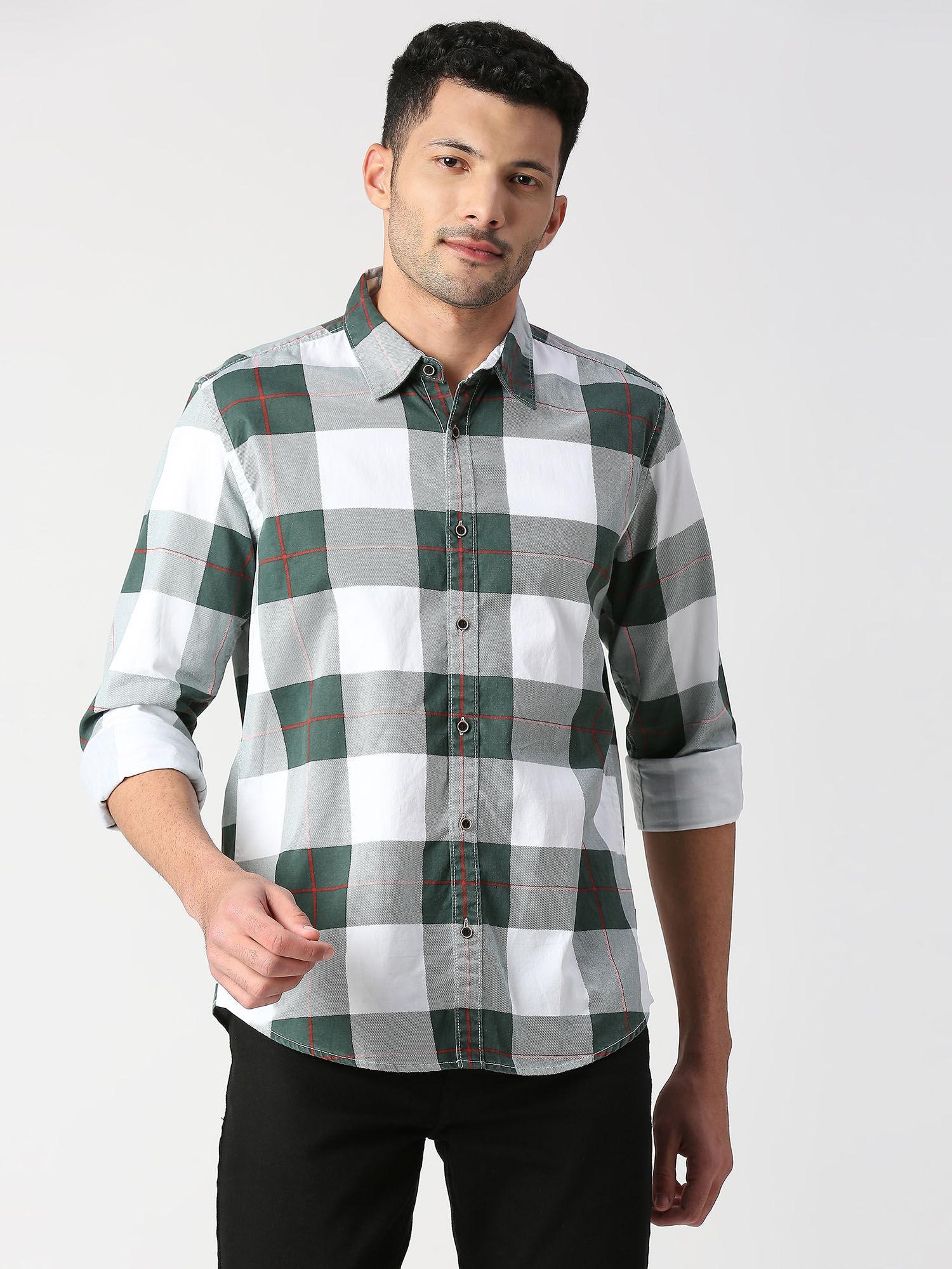 cacti full sleeves printed checks casual shirt