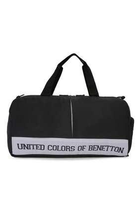 cadmium printed polyester zipper closure men's duffel bag - black