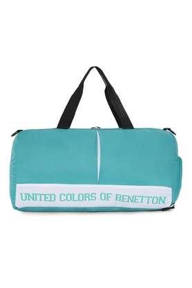 cadmium printed polyester zipper closure men's duffel bag - green