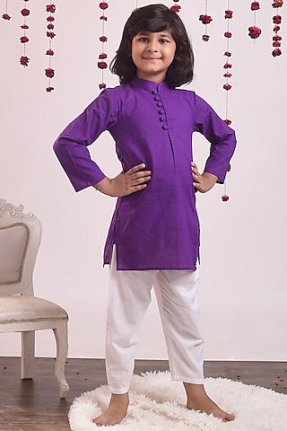 cadmium violet mulmul cotton kurta set for boys
