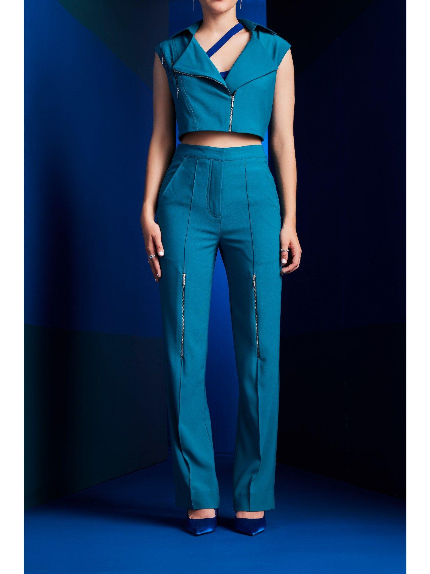 cairo blue solid pant