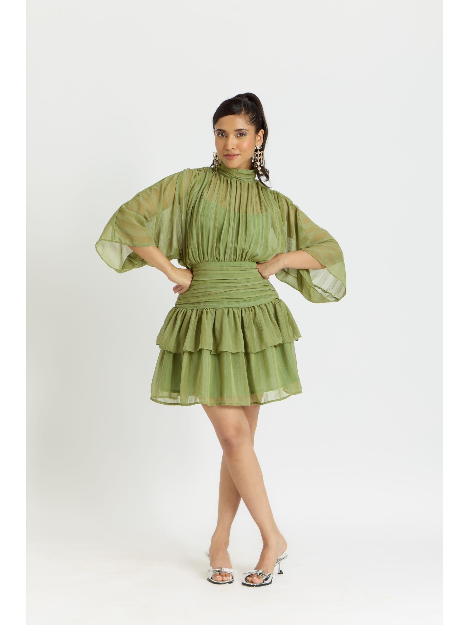 cairo matcha green ruffle dress