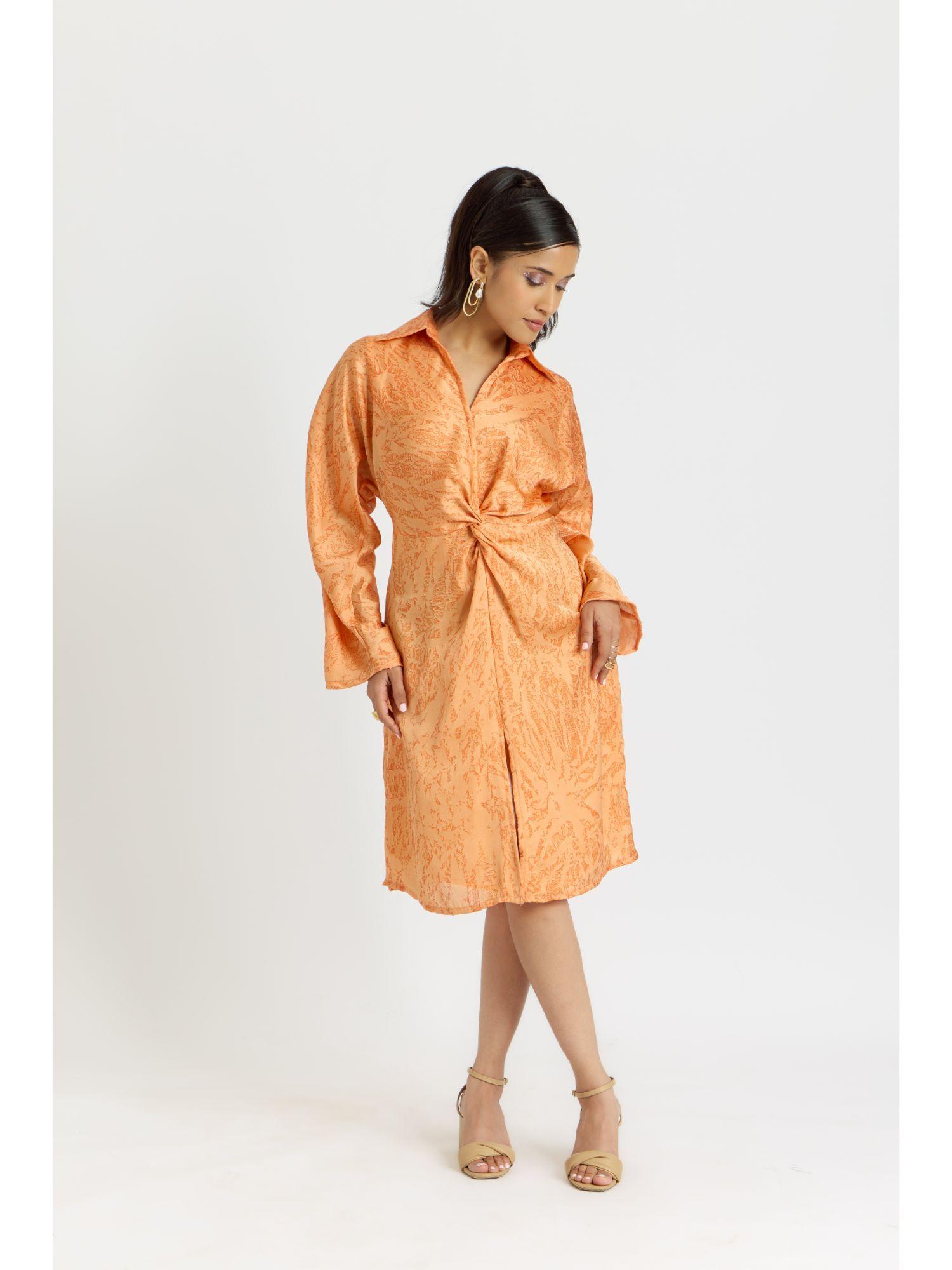 cairo peach love front knot dress