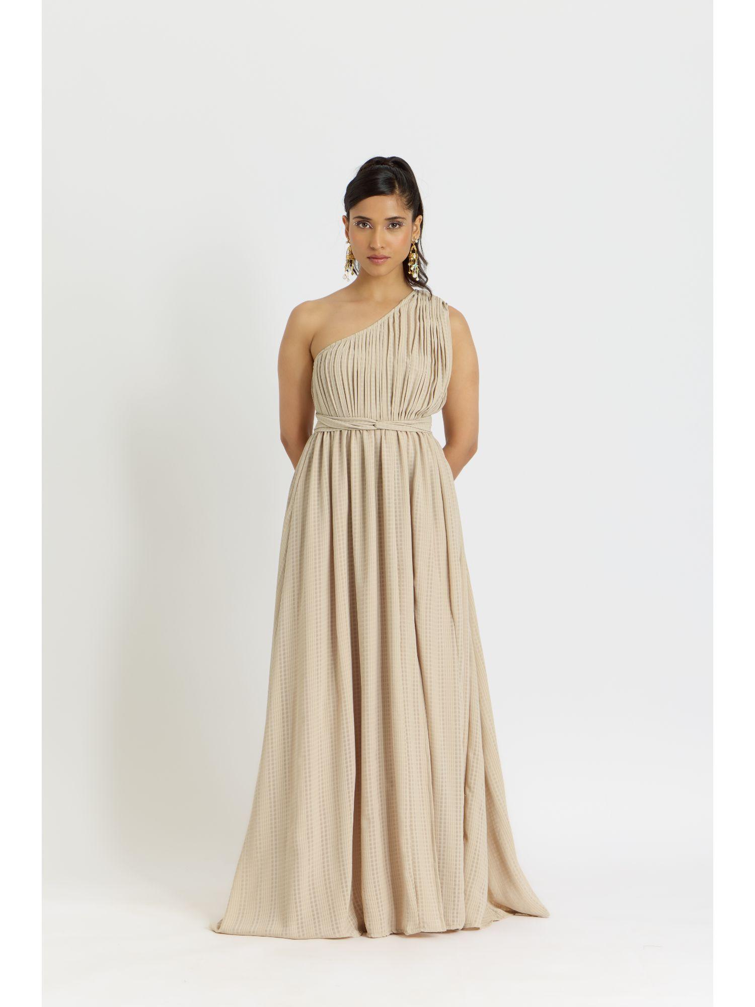 cairo soft glam on shoulder dress