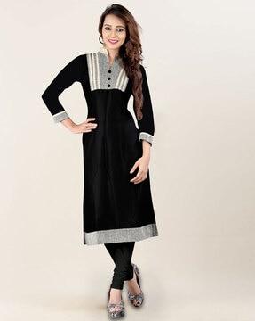 calf length collared straight kurta