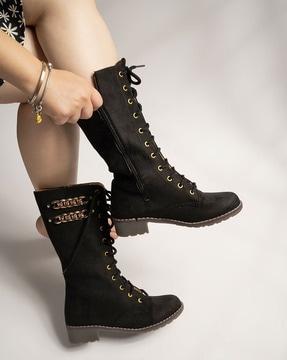 calf-length lace-up boots