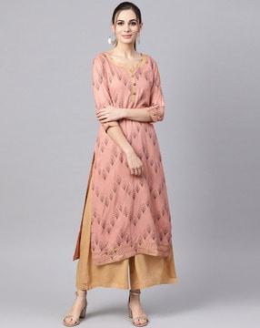 calf length straight fit  kurta set