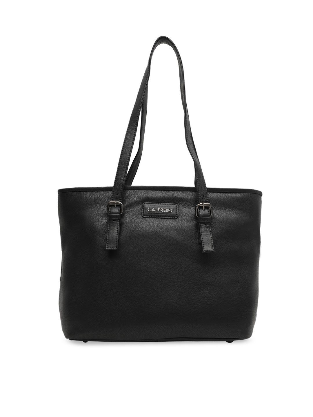 calfnero black leather structured shoulder bag