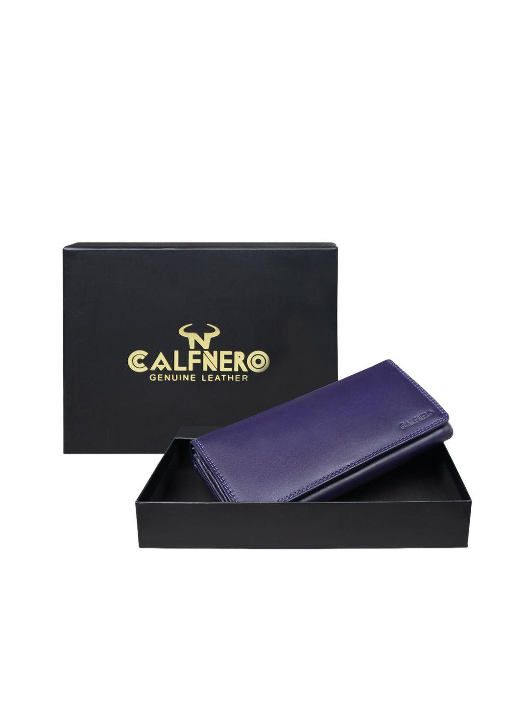 calfnero blue solid leather envelope clutch