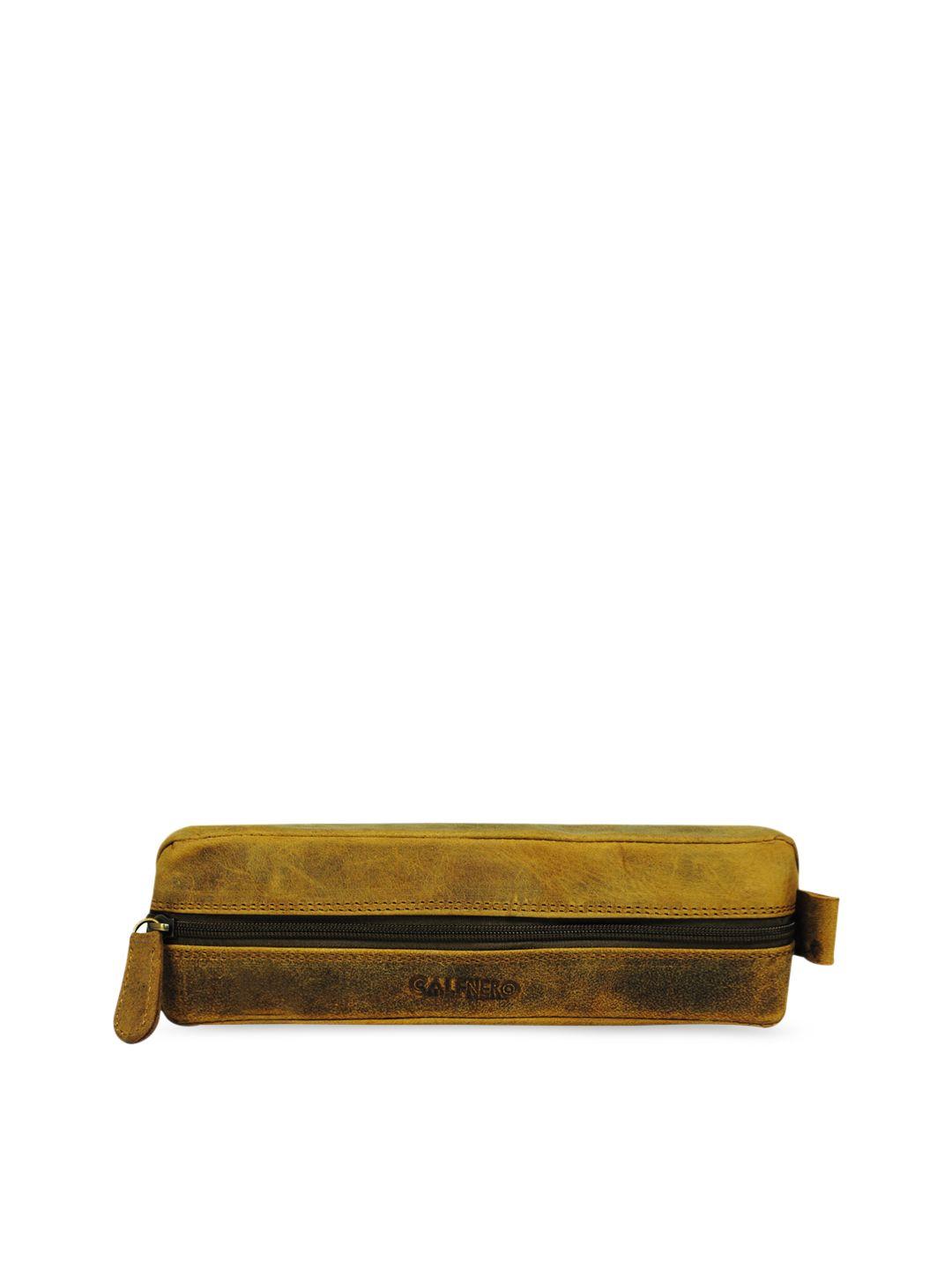 calfnero brown solid leather pen case