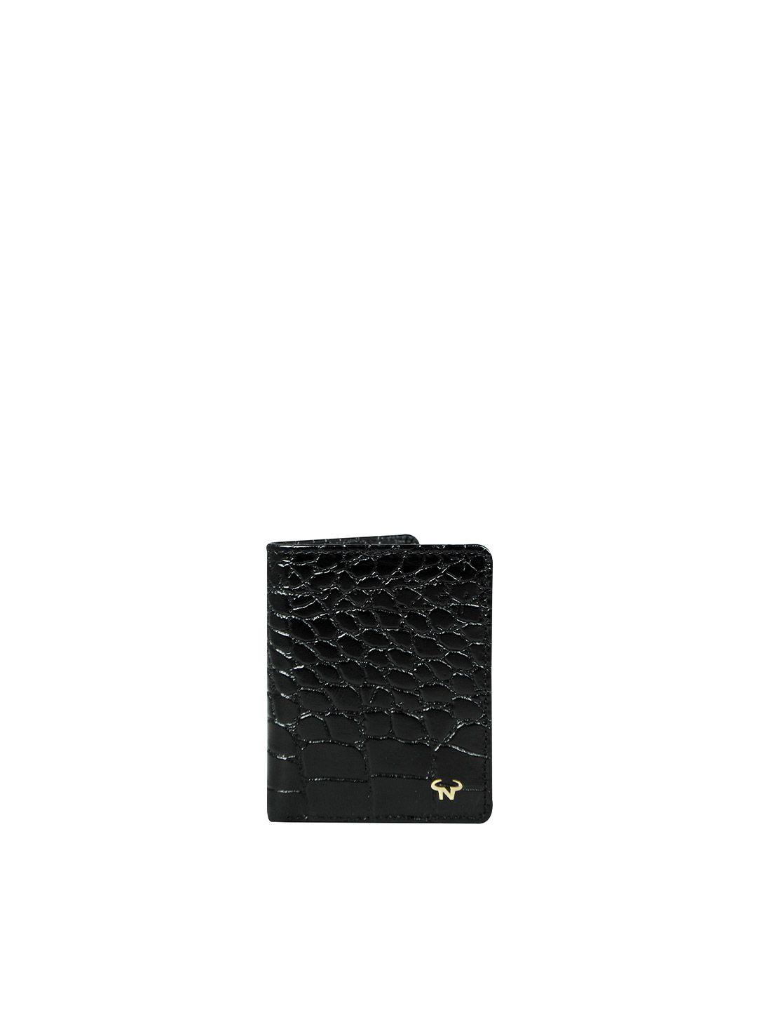 calfnero men black animal textured leather two fold wallet