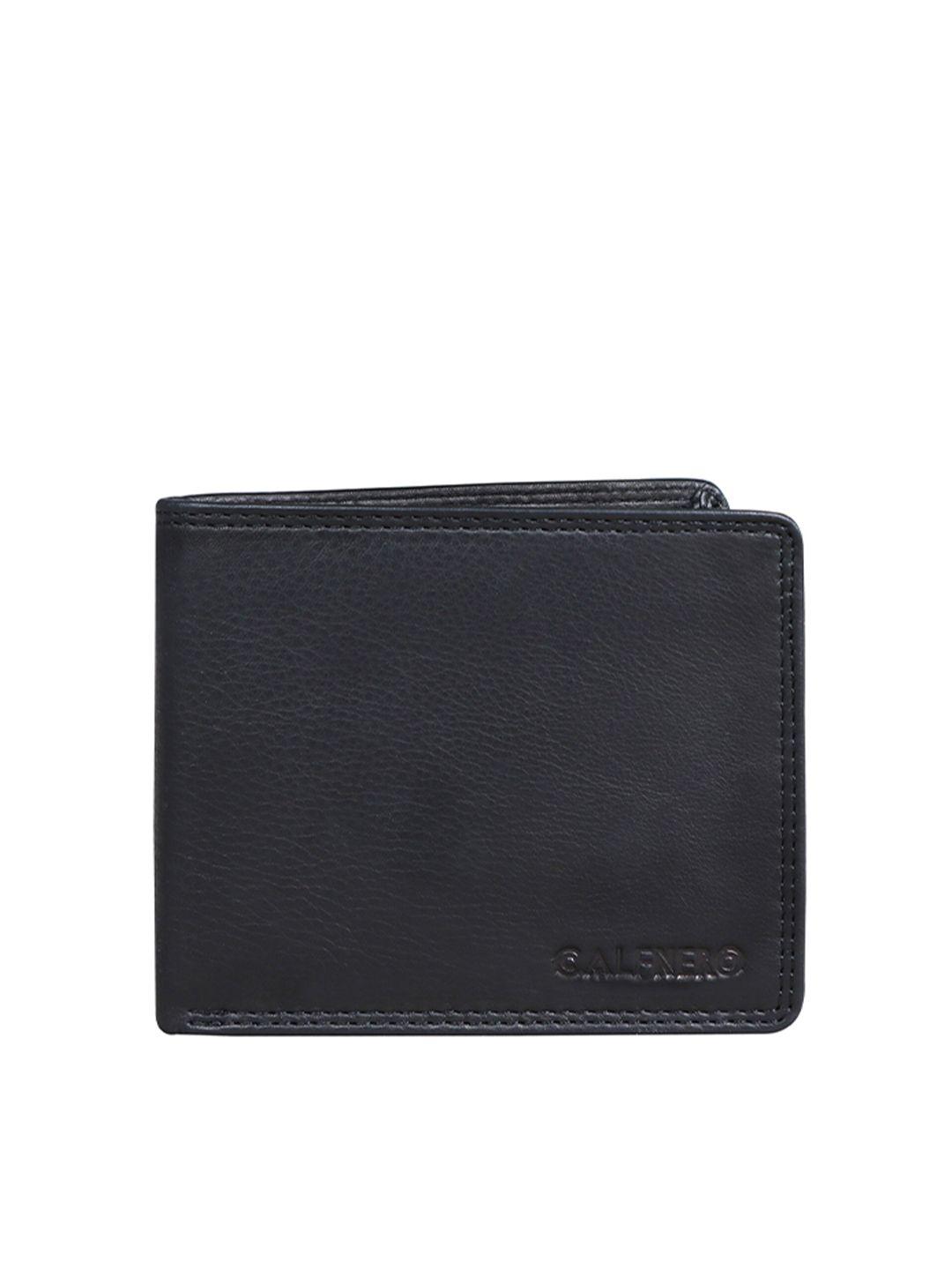 calfnero men black leather two fold wallet