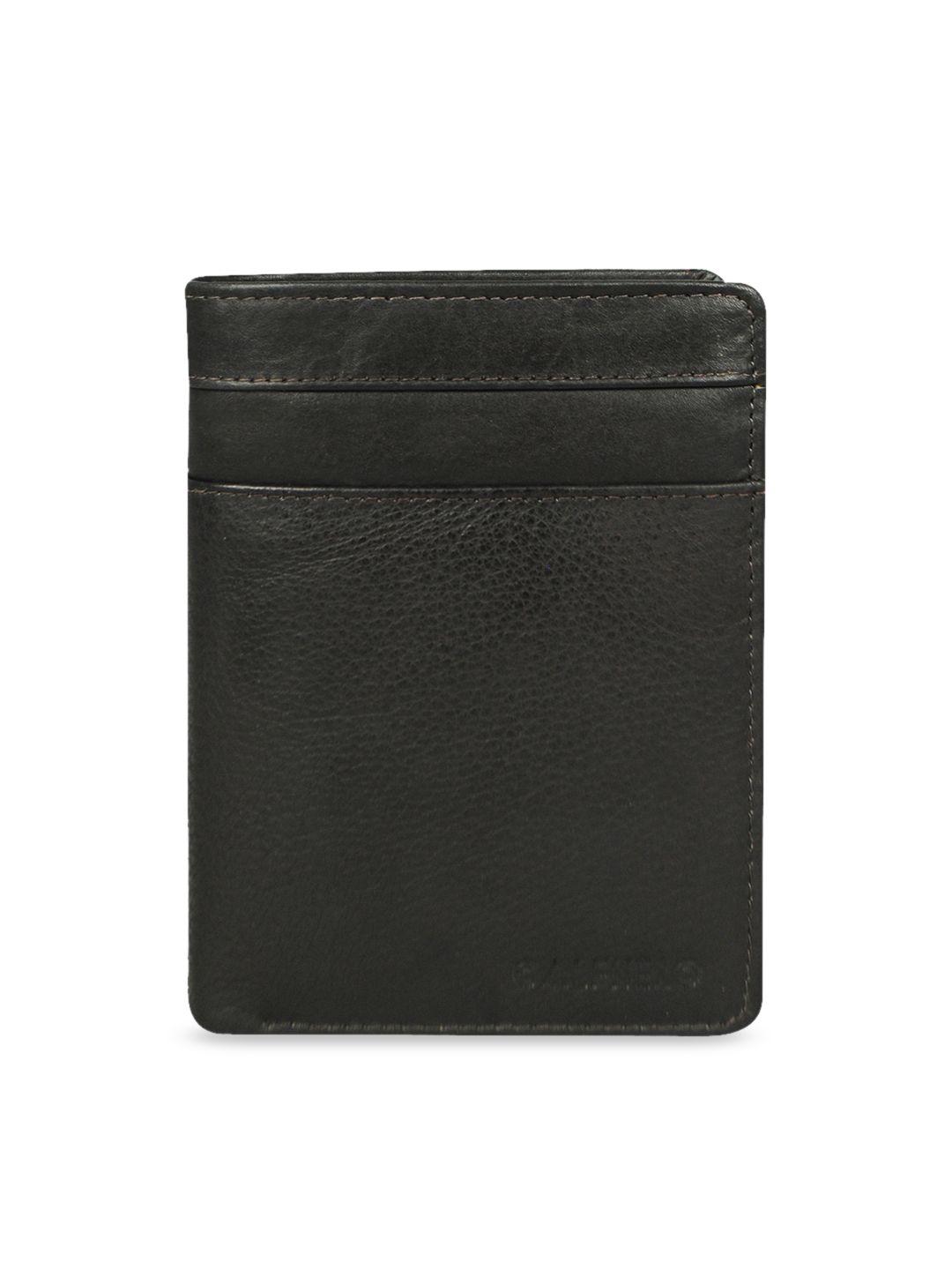 calfnero men black solid leather two fold wallet