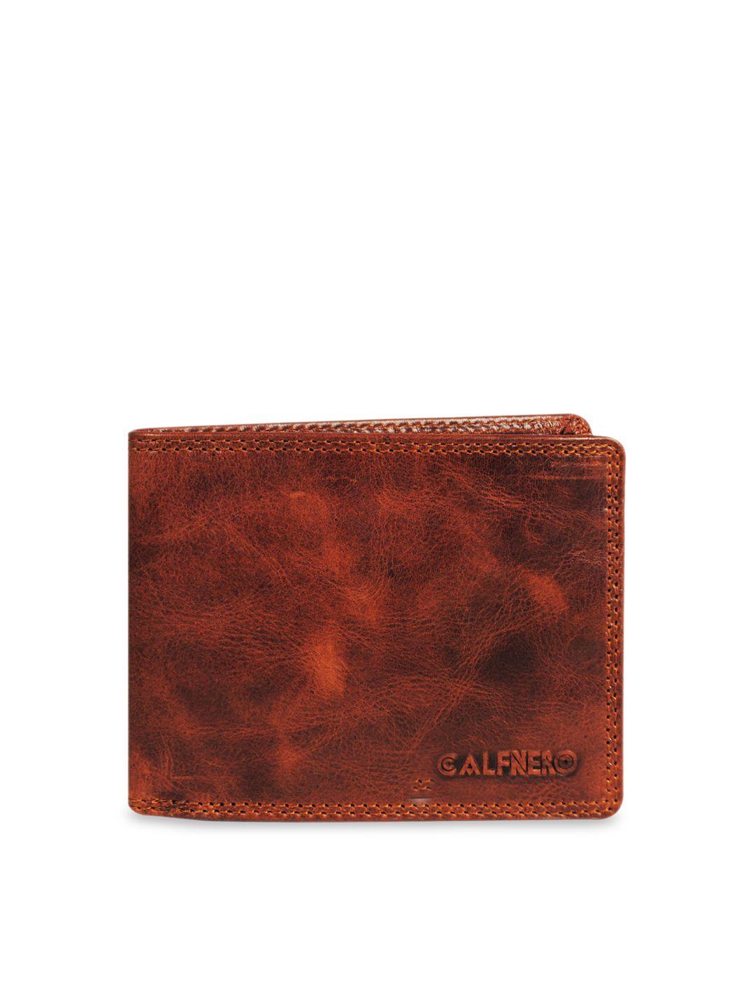 calfnero men brown solid rfid protected leather two fold wallet