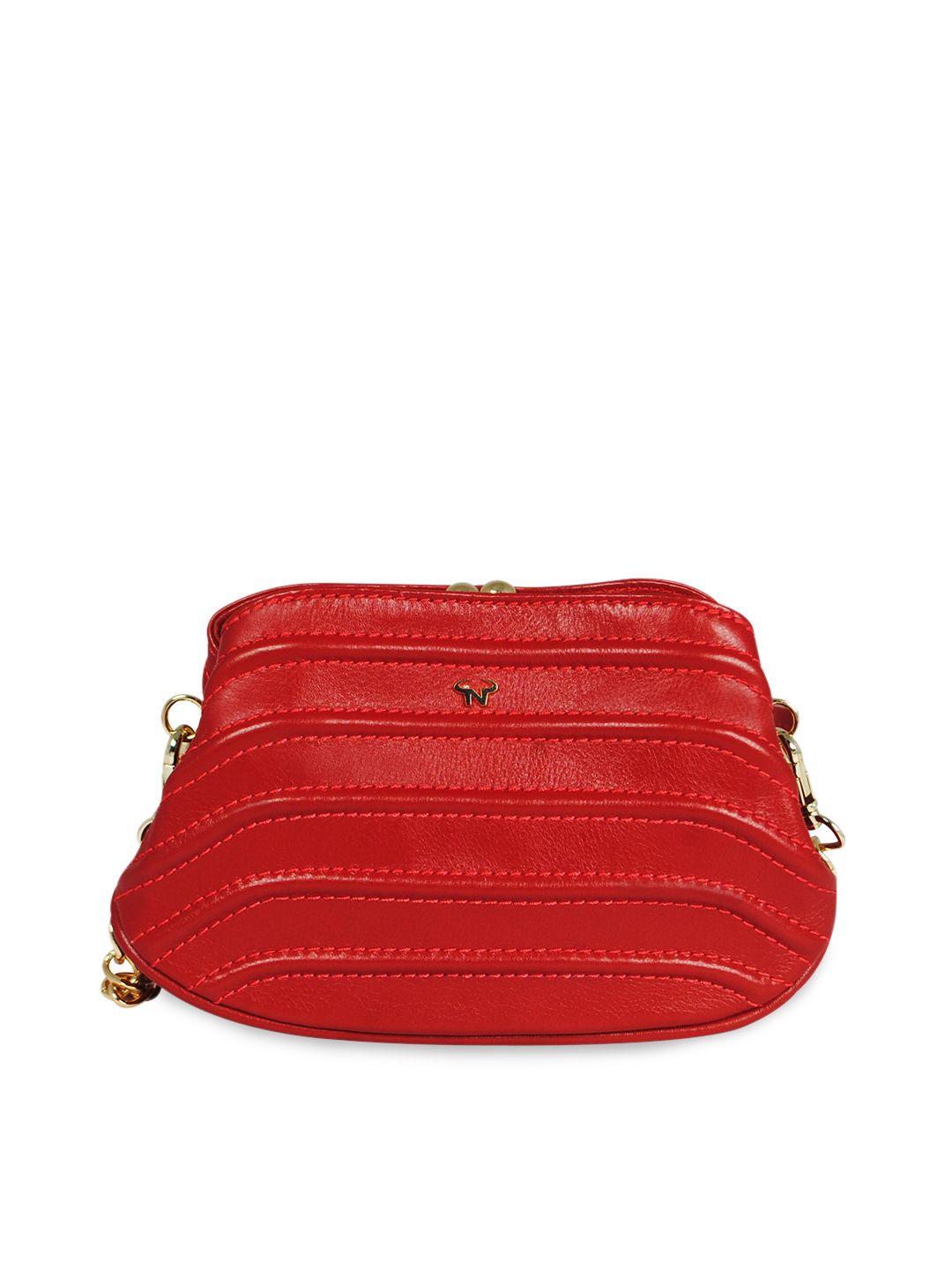 calfnero red textured purse clutch