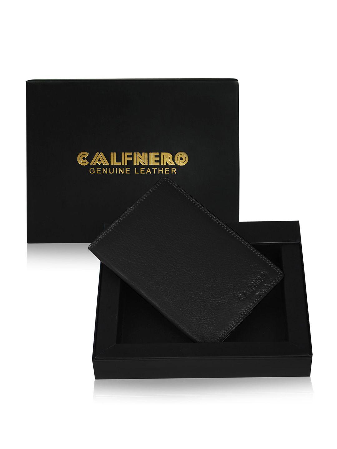 calfnero unisex black leather passport holder