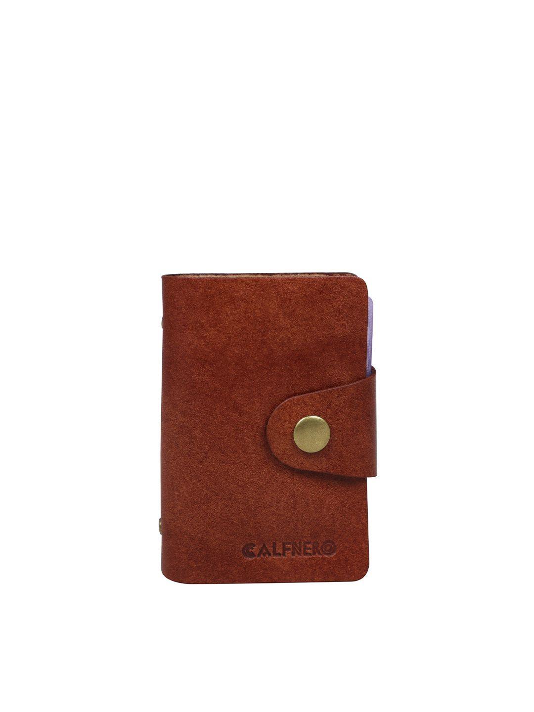 calfnero unisex brown leather card holder