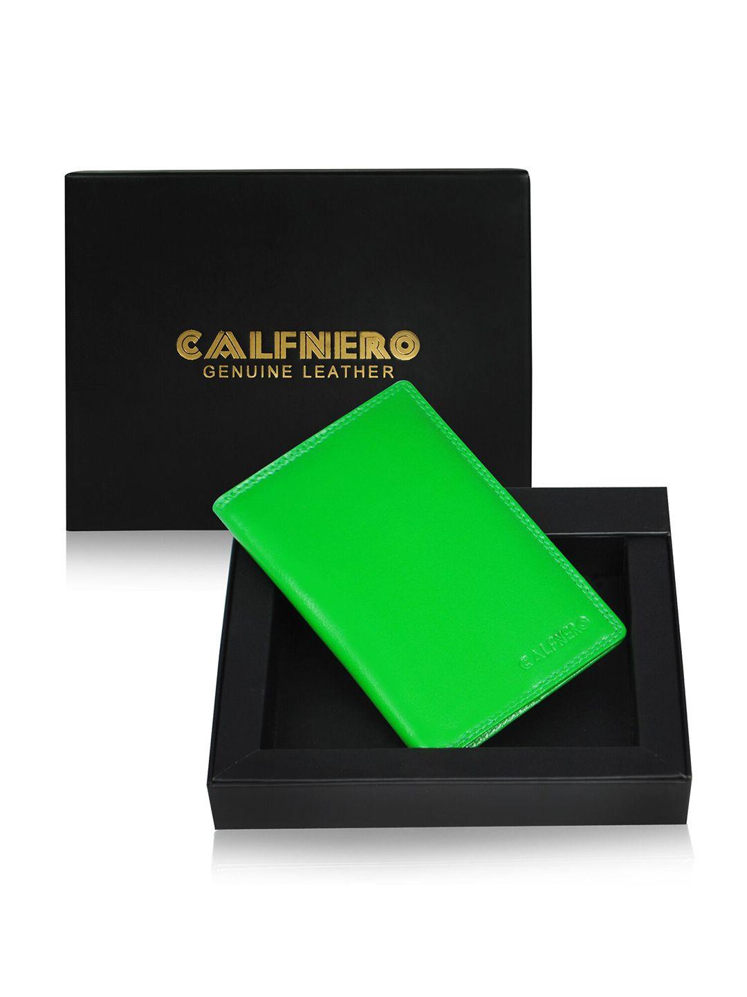 calfnero unisex green leather passport holder