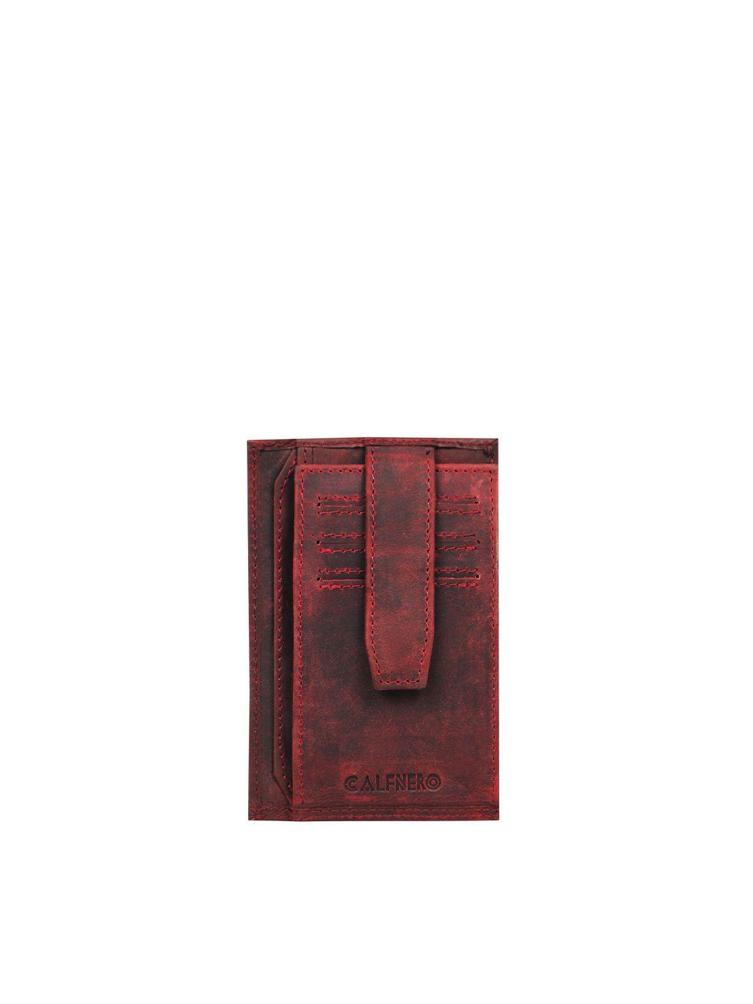 calfnero unisex red leather card holder