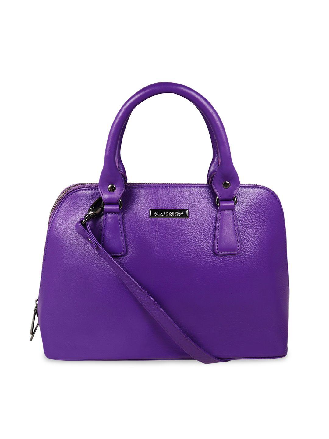 calfnero violet leather structured handheld bag