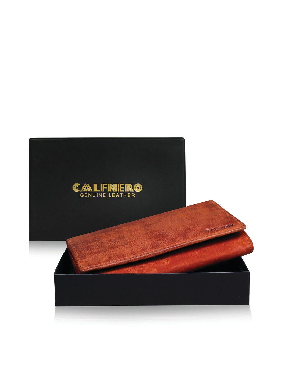 calfnero women brown leather two fold wallet