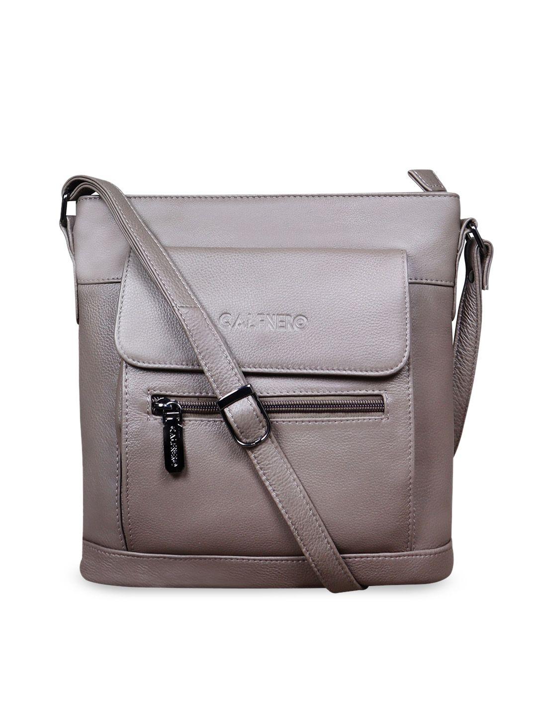 calfnero women leather structured sling bag