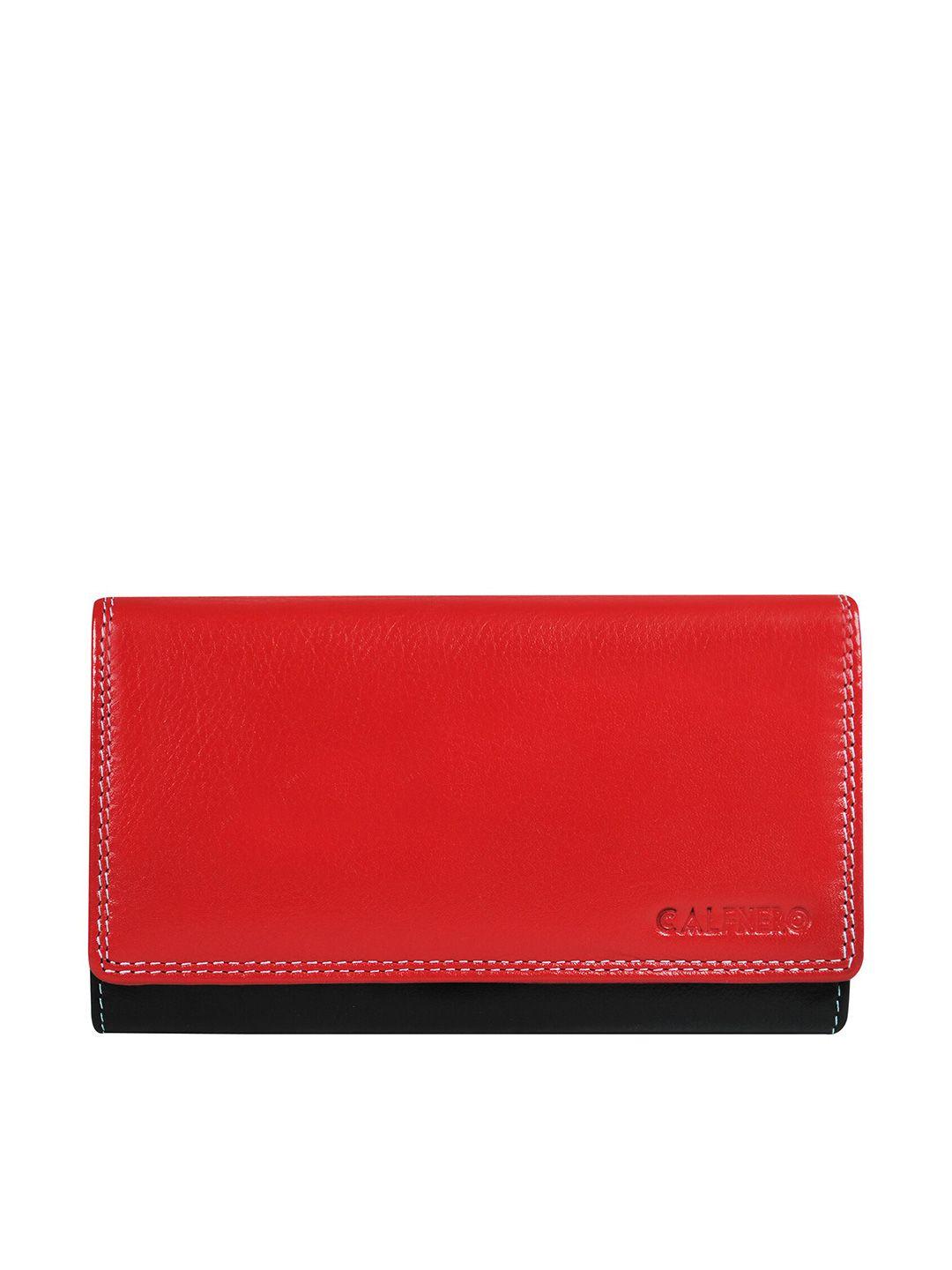 calfnero women red & black leather envelope