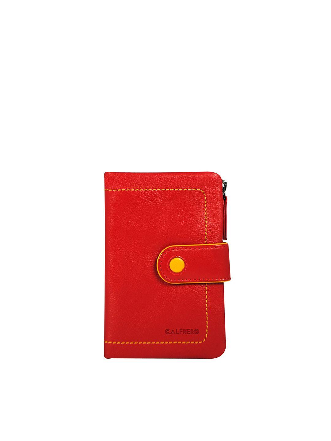 calfnero women red & green leather two fold wallet