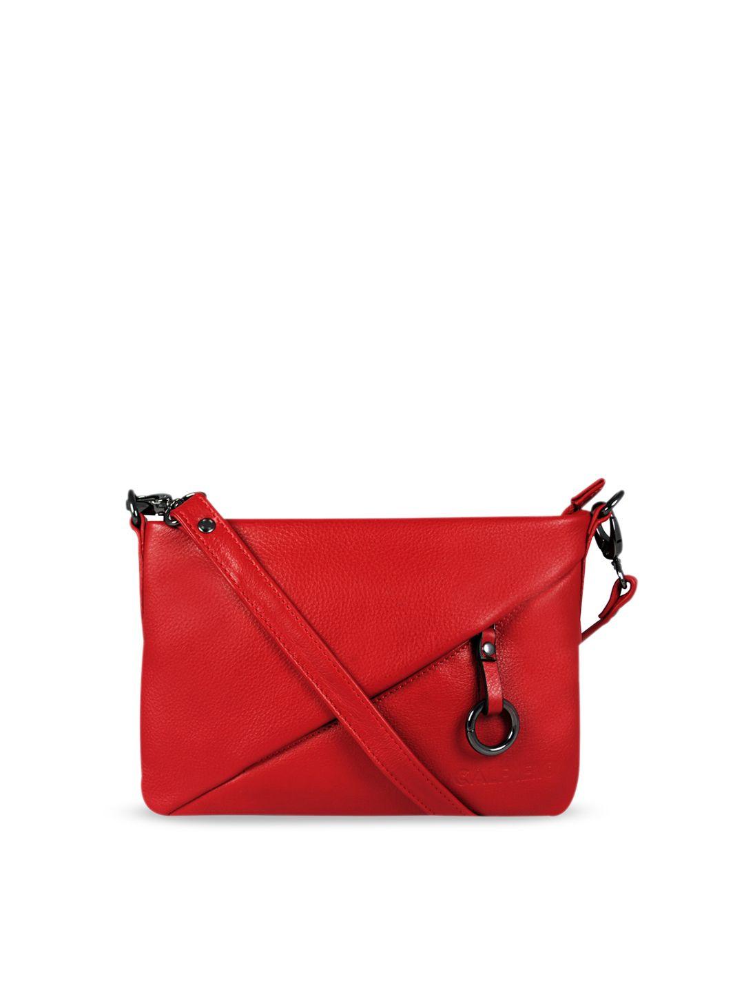 calfnero women red leather sling bag