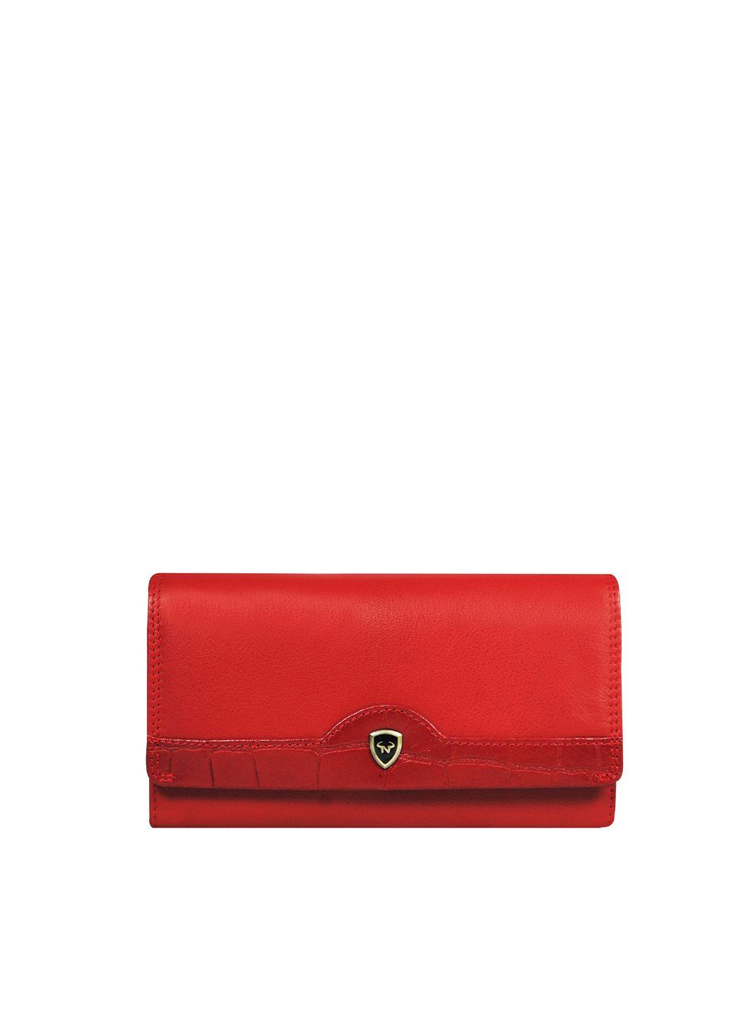 calfnero women red leather two fold wallet