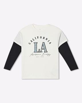 california slogan print round-neck t-shirt