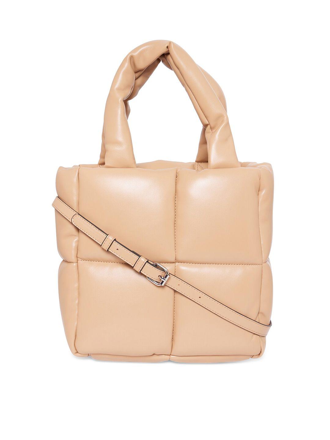 call it spring beige pu structured handheld bag