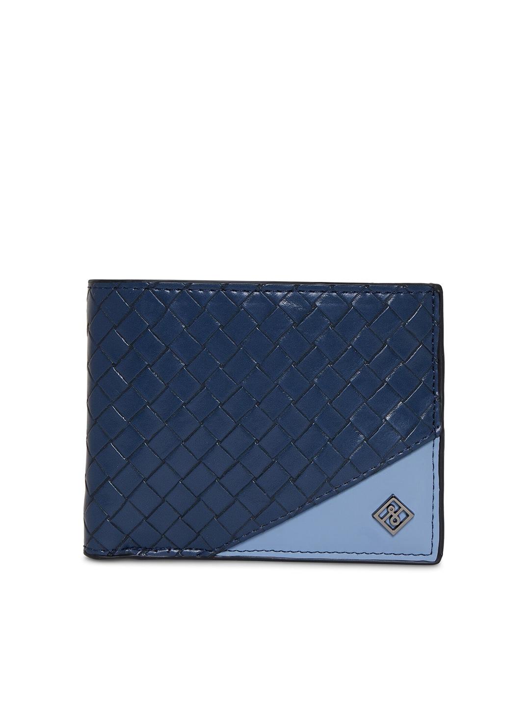 call it spring men blue textured two fold wallet