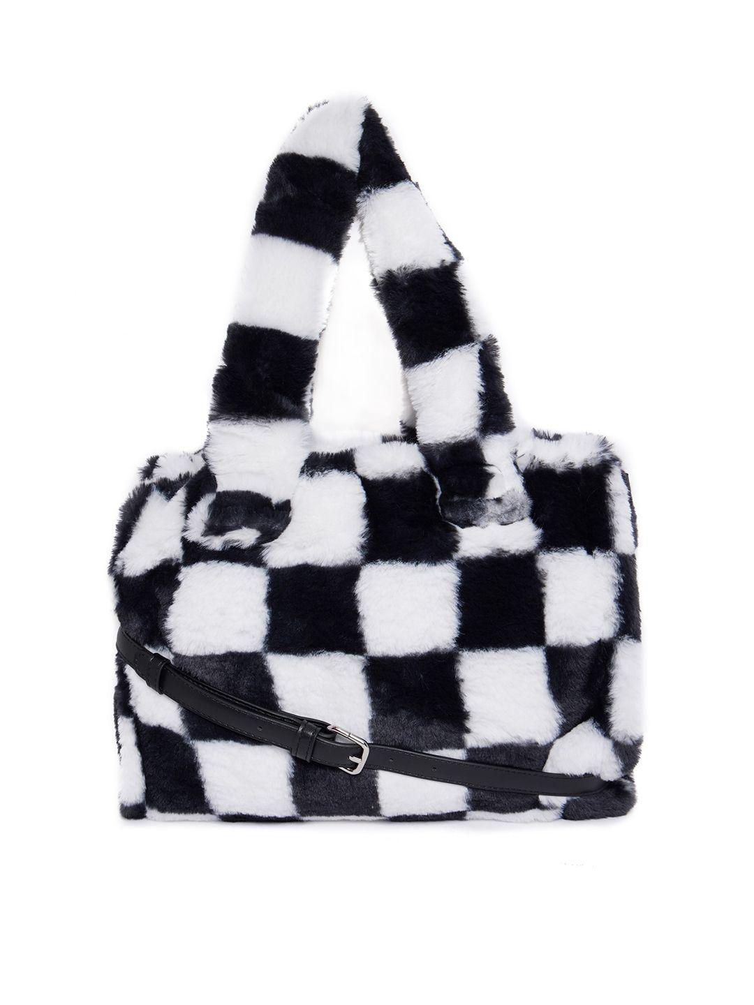 call it spring multicoloured checked checked shopper tote bag with tasselled