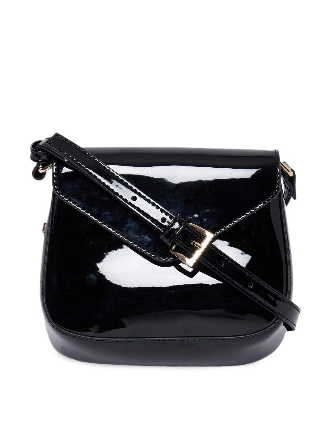 call it spring women black pu structured sling bag