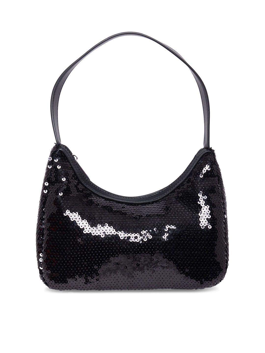 call it spring black embellished structured handheld bag